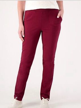 Denim & Co Women's Active Duo Stretch Slim Straight Pants